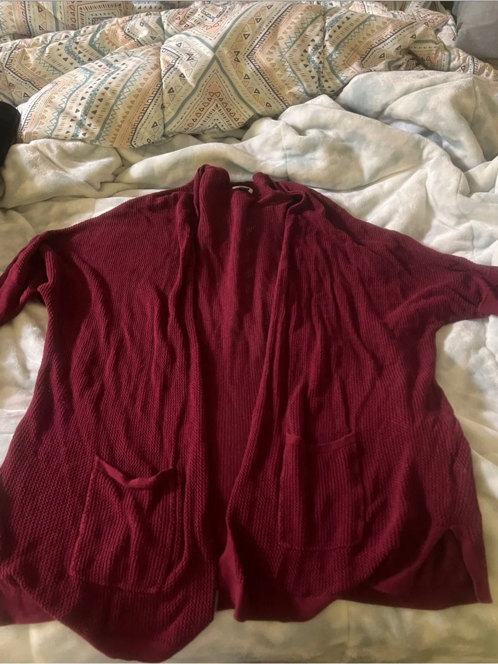 Old Navy Open-Front Wine Red Knit Cardigan